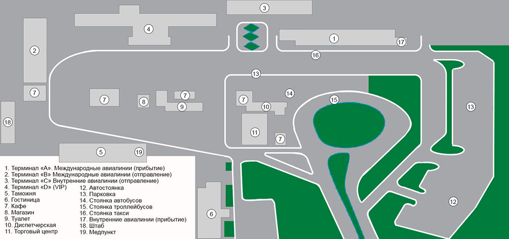 Схема аэропорта Симферополь (Крым) (нажмите для увеличения)